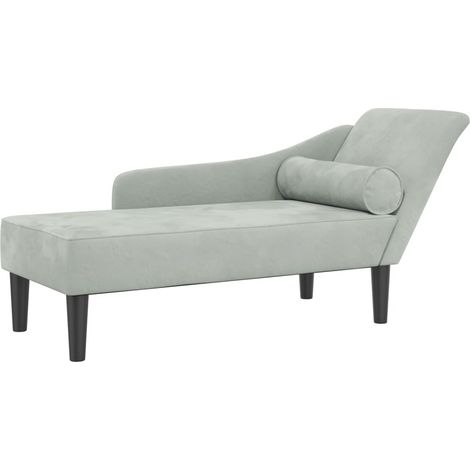 Méridienne chaise longue canapé pour intérieur avec coussins en velours gris clair DEC026076