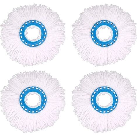 4Pcs Têtes Microfibre Balai, Tête de Vadrouille Rechange Rond Têtes Mop Rotation à 360 pour Nettoyage des Sols (Diamètre 16 cm)