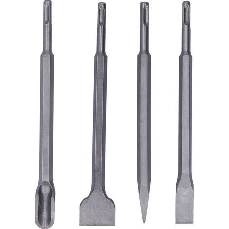 4Pcs SDS Plus Chisel Set 40Cr Steel 250mm For Tile Removal Concrete Grooving Hammer Drill (1/4)