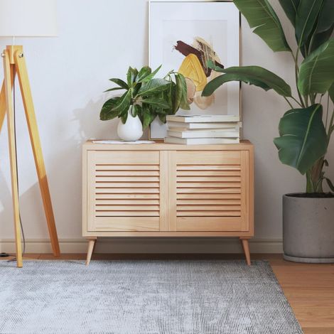 Portes d'armoire à lattes, lot de 2, 39,5 x 39,4 cm, bois massif