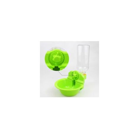 Buveur suspendu nounours pour chat et petit chien, bol de cage, vert, petite taille – (1/5)