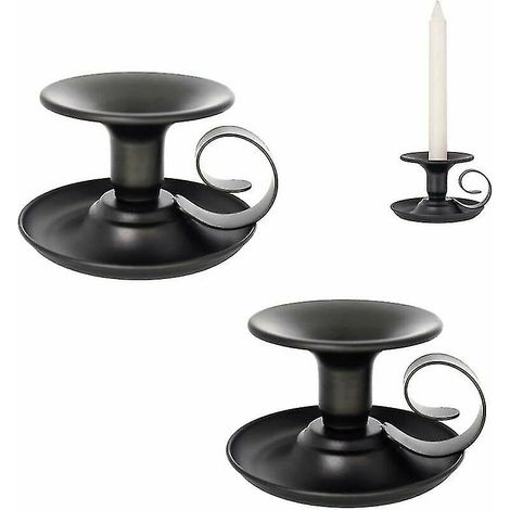 Bougeoirs en métal noir, lot de 2, style vintage. Bougeoirs en métal noir, style vintage en fer forgé. (1/5)