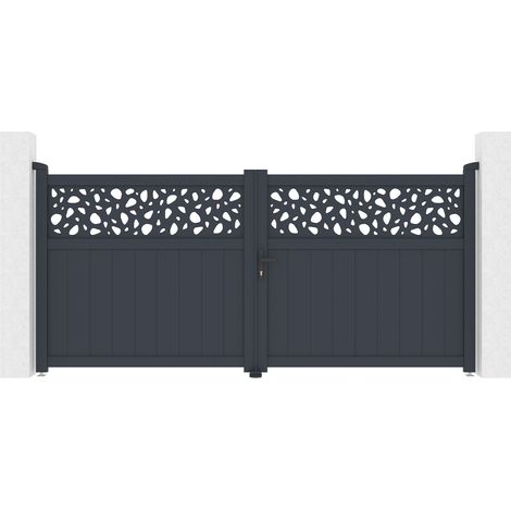 Portail battant 3m DOLOMITE SUNNY H.140cm aluminium gris