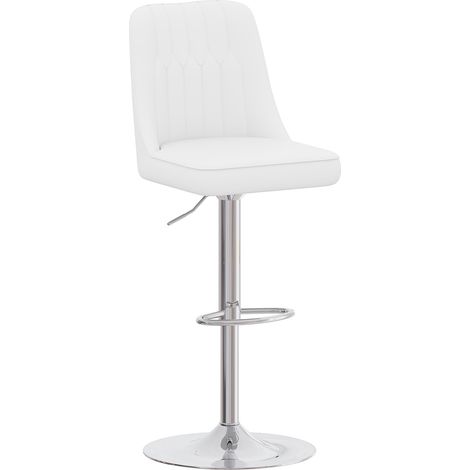 Set di 2 sgabelli da bar regolabili e girevoli 360°, schienale in PU bianco, metallo MODENUIT (1/5)