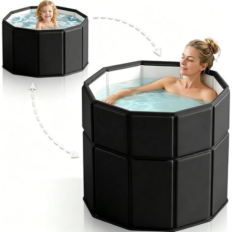Baignoire Pliable 80x70 cm Noire - Accès Facile pour Seniors (1/5)