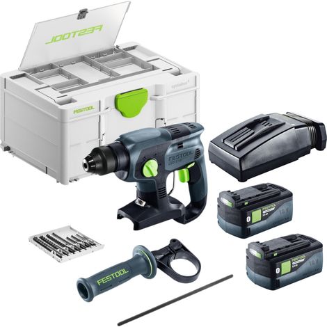 Kit de base Festool KHC-S 18 : marteau combiné sans fil 18 V, 1,7 J, SDS plus + 2 batteries 5,0 Ah + chargeur + Systainer (1/5)