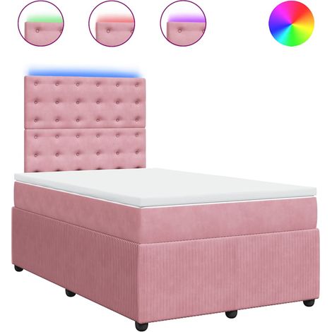 Maison Exclusive - Giroletto a Molle con Materasso Rosa 120x190 cm in Velluto (1/5)