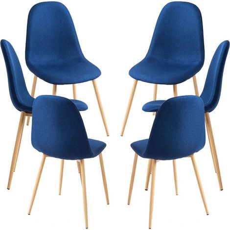 Packs Sillas Comedor - Pack 6 Sillas Teok Tela - Azul (1/5)