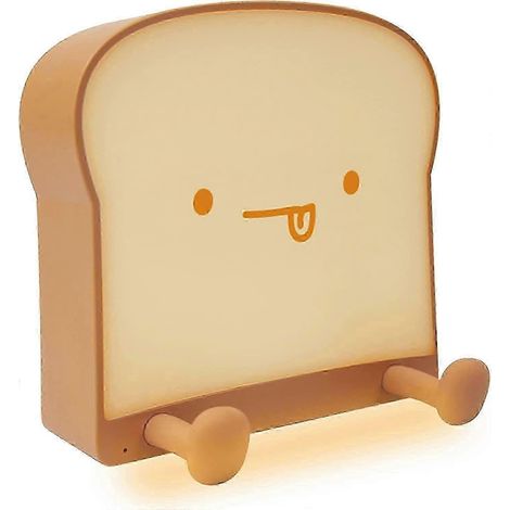 Lámpara de noche LED con forma de pan tostado, recargable y con temporizador, portátil, para dormitorio o mesita de noche. (1/2)