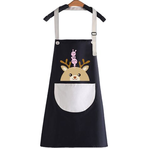 Tablier De Cuisine - Imperméable Et Anti-Huile - Poche Avec Chiffon Intégré - Motif Dessin Animé - 1 Pièce (1/2)