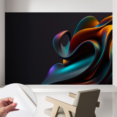 Papier peint autocollant Mural avec colle pour salon et chambre Décoration murale rapide Tourbillon coloré 104x70 cm (1/5)