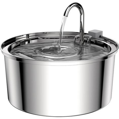3.2L Cat Water Fountain, Stainless Steel, with Improved Pump and 1 Replacement Filter - (1/5)