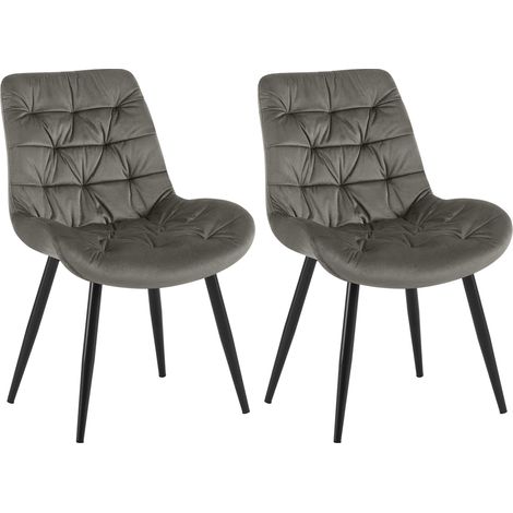 Chaises de salle à manger x2 en velours anthracite cadre en métal noir confort & élégance intemporelle 100007445 (1/5)
