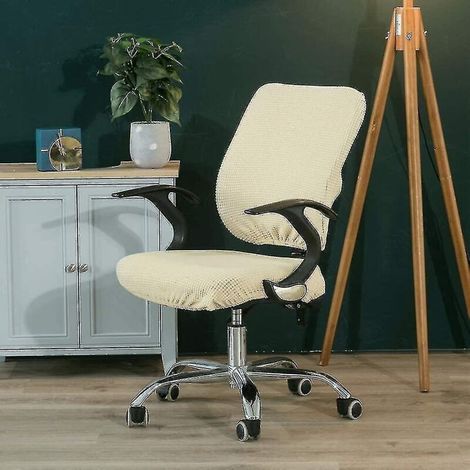 Housse extensible pour chaise de bureau pivotante, beige (1/3)