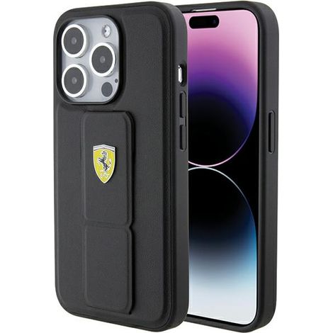 Ferrari FEHCP15XGSPSIK iPhone 15 Pro Max 6,7" schwarze/schwarze Hartschalen-Schutzhülle mit Griff und Ständer sowie Metalllogo (1/5)