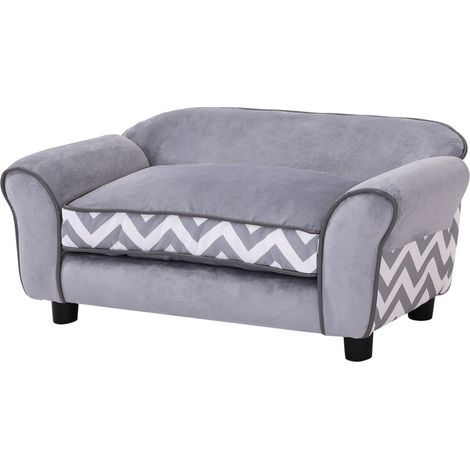 Dog Sofa Bed for XS-Sized Dogs, Cat Sofa  Soft Cushion, Pet Chair Lounge  Washable Cover, Removable Legs, Wooden Frame - Grey (1/5)
