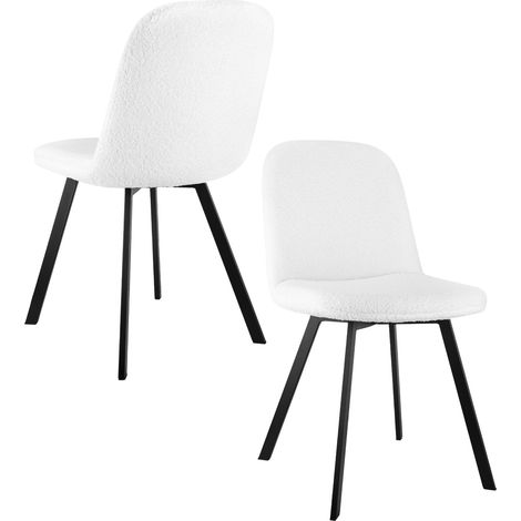 Set 2 sedie da pranzo in teddy beige con struttura in metallo 44x43x84 cm MODENUIT (1/5)