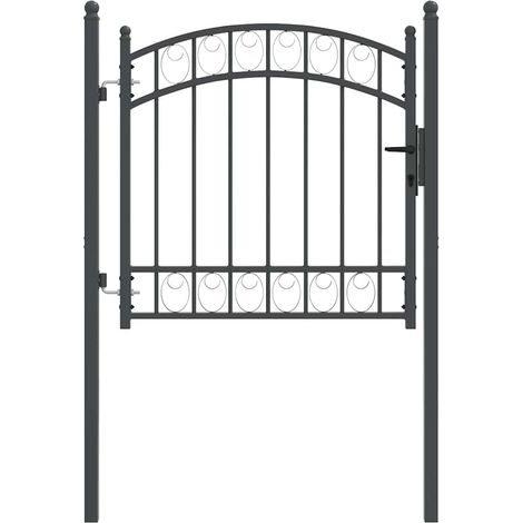 Fence Gate EMMEN 100 x 100 cm Powder-coated steel Grey Lockable vidaXL