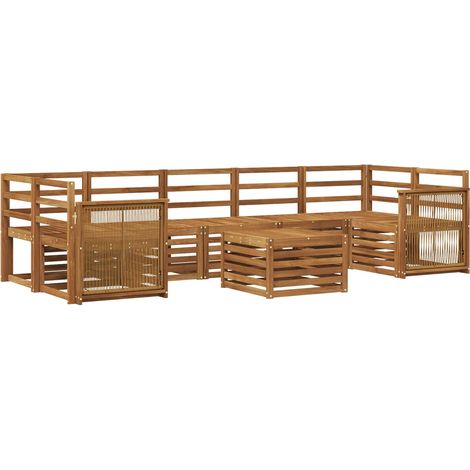 Conjunto de sofás de exterior 8 uds. Natural vidaXL (1/5)