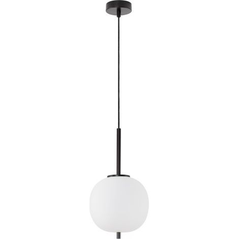 Merano Kenora 18.5cm Globe Suspension Plafonnier Métal Noir, Verre Opale LED E14