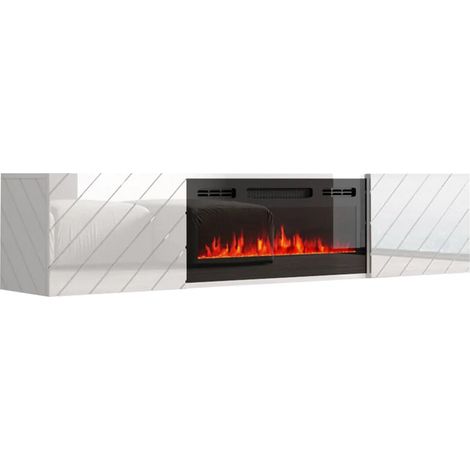 Mueble TV Mensura, Blanco + Negro, Número de puertas: 2, Número de cajones: 0, 183x38x35cm, LED (1/5)