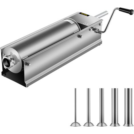 VEVOR Embutidora de Chorizos Horizontal de Acero Inoxidable 7L Llenadora Manual de Salchichas para Hacer Salchichas Chorizo Hot Dogs Bratwurst Adecuado Tanto para Uso Domestico Como Comercial