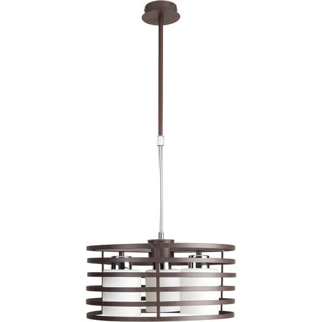 Cellule/2 Lampe ronde en wengé 3 ampoules E27 Max 40W (1/5)