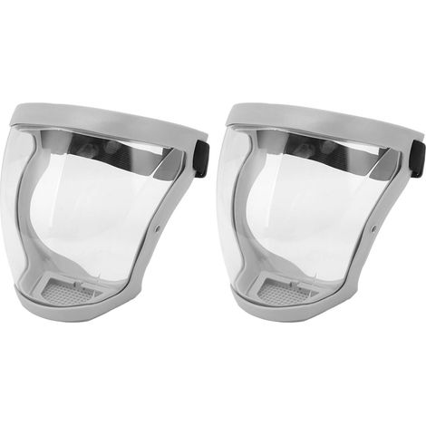 Lot de 2 masques de protection anti-poussière avec élastique de sécurité, réutilisables, avec filtres en coton, transparents, pour adultes, gris et blanc. (1/5)