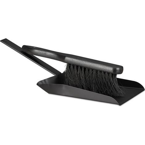 Kamin-Ascheschaufel und -bürste, Stahl, Ofenkamin, 37 cm, Schwarz (1/5)