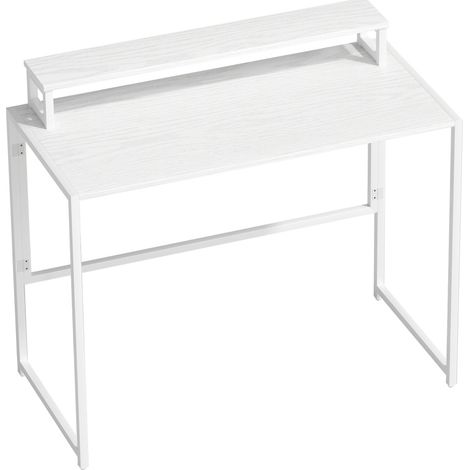 CHICFURN Scrivania pieghevole 100 x 48 x 87,5 cm in legno bianco con supporto monitor amovibile (1/5)