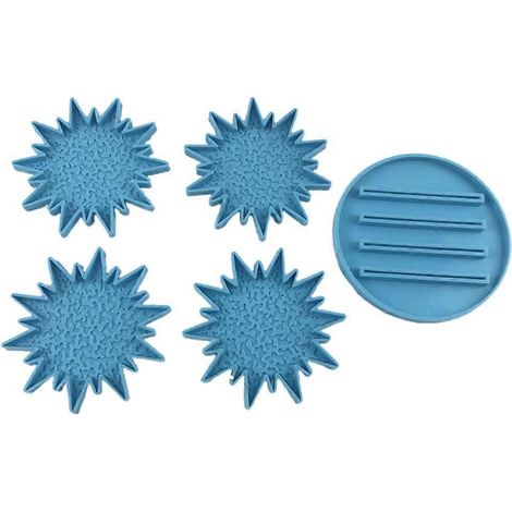 5-teiliges Set: Untersetzer + Ständer, Epoxidharzform, Untersetzer + Sockel, Silikonform