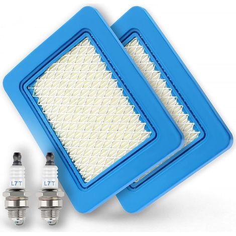 2-teilige Luftfilterpatrone 491588S und 2-teilige Zündkerzen L7T, Rasenmäher-Zündkerze, für 491588, 491588S, 4915885, 399959, PT15853 (1/5)