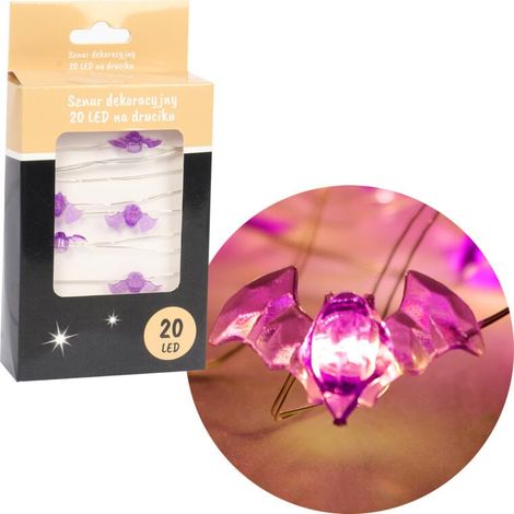 Luci a LED a forma di pipistrello su filo flessibile - Viola, a batteria. Decorazioni (1/5)