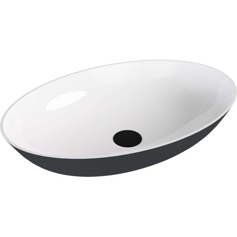 Polysan Banera - Aufsatzwaschtisch 60x40 cm, ohne Überlauf, ohne Hahnloch, anthrazit matt/weiß 14397.52 (1/5)