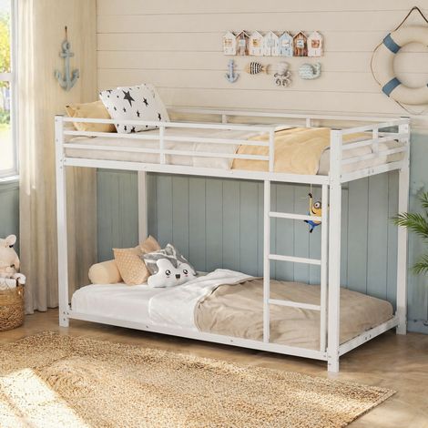 MEUBLIV Lit superposé 90x200 cm blanc – garde-corps de sécurité, sans matelas (1/5)