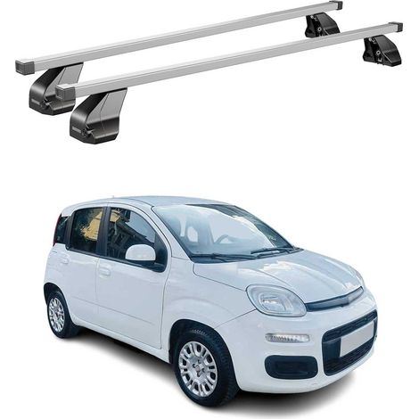 OMAC Dachträger Querträger Stahl für Fiat Panda III 2012-2026 – Abschließbar – City-Crash-getestet – DIN 75302:2019 – ISO/PAS 11154:2006 – Max. 75 kg Silber (1/5)