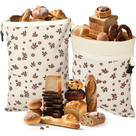 Lot de 2 grands sacs à pain réutilisables en cire d'abeille pour pain maison - Accessoires de pâtisserie pour congélateur et réfrigérateur - 42 x 31 cm - Grand sac de rangement