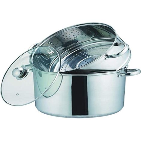 KAMBERG Couscoussiera, Vaporira, Pentola 3 en 1, Diametro 26 cm, 10 Litri, Acciaio Inox, Coperchio in Vetro, Tutti Fornelli y induzione (1/2)