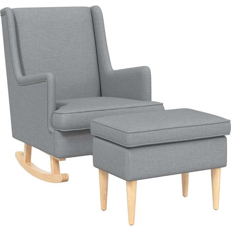 vidaXL Poltrona con Ottomano 2 pz Grigio Chiaro Tessuto (1/5)