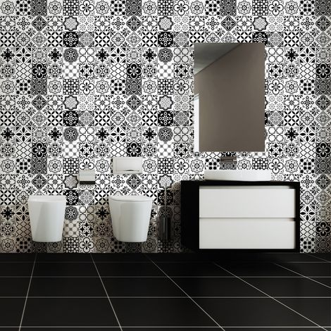Sticker Mural Carrelage adhésif Cuisine Salle de Bain - 60 STICKERS CARREAUX DE CIMENT AZULEJOS LUIS - 60stickers10x10cm (1/5)