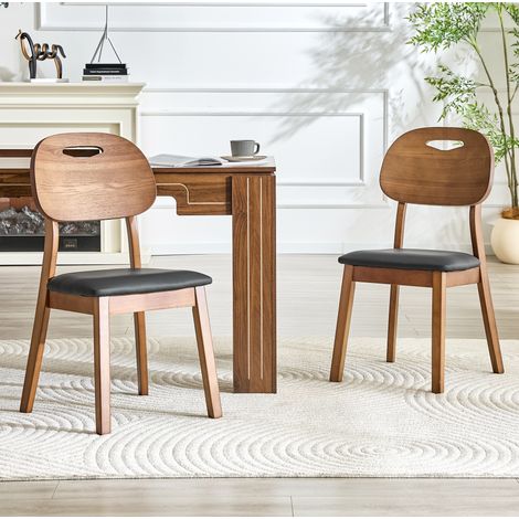 MEUBLIV Pack de 2 sillas de comedor negras de 88 cm con respaldo ovalado y asa (1/5)