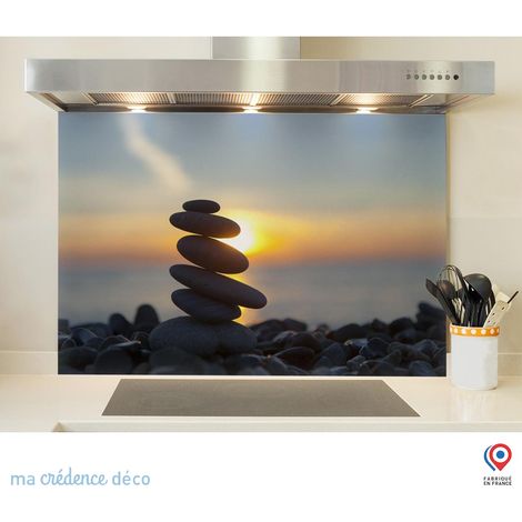 Fond de hotte : Galets et soleil - Verre trempé - 90 cm - 60 cm (1/5)
