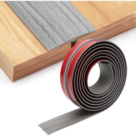 Barre de Seuil Autoadhésive 300cm x 5cm, Profil de Transition pour Sols, PVC Décoratif Gris Bois Compatible Parquet, Carrelage, Stratifié, Installation Facile sans Percage (1/5)