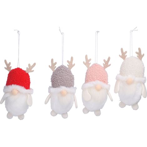 4 figurines de nains de Noël sans visage, décorations suspendues pour sapin (1/5)