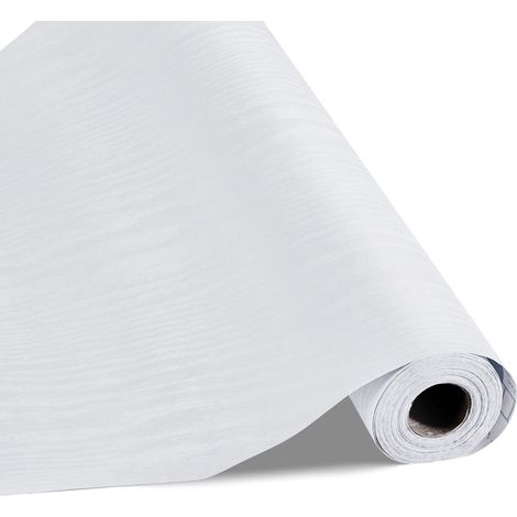 Papier Peint Autocollant 45cm x 10m Effet Bois Blanc Imperméable Facile à Nettoyer pour Décoration Chambre Cuisine Bureau Salle de Bain (1/5)