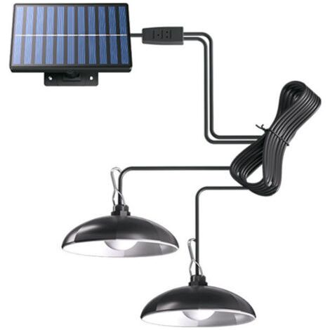 Solaire lampes Lustre solaire avec télécommande étanche 2 têtes câble 3 m - Lumière chaude