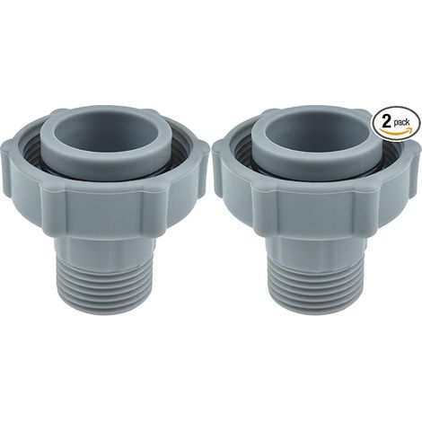 2-Pcs Pool Drain Fitting schließt an, ID 1.5-Zoll Pool Drain Fitting, OD 1.0-Zoll, Innengewinde 3/4-Zoll für Verbinden der Unterseite des Swimmingpools und des Gartenrohrs (grau) (1/5)