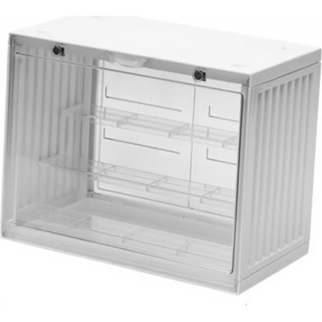 Vitrine blanche en plastique pour figurines d'action et poupées, présentoir empilable anti-poussière avec porte, étagère de collection (1/5)