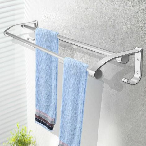 Porte-serviettes Mural 58cm salle de bains Aluminium (1/4)