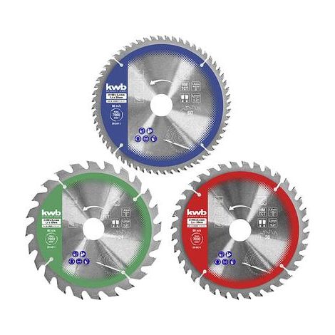 KWB Juego de 3 hojas de sierra circular 250 mm azul